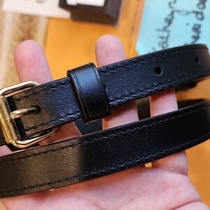 BNEW UNUSED Louis Vuitton Black CALFSKIN Leather ADJUSTABLE Strap Gold HARDWARE